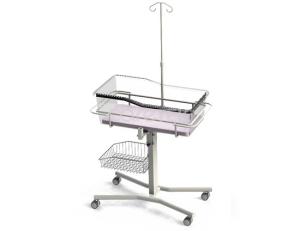 China Carbon Steel Hospital Bassinet 4 Wheels Infusion Pole Frame Basket 3 Inch Caster Brake factory