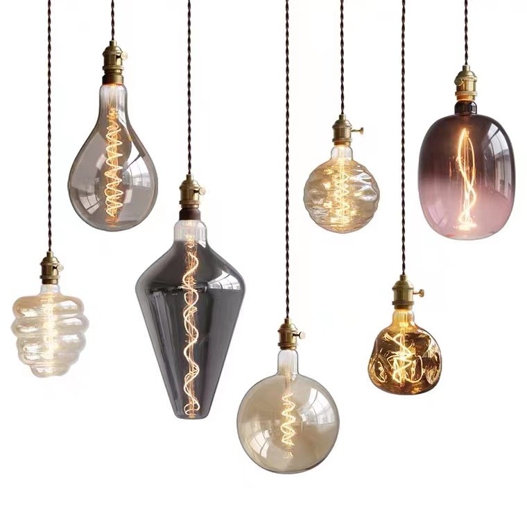 Bulb Pendant Lamp Simple Colorful Glass Lamp Holder Hanging Lamp