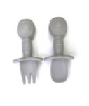 Safe Silicone Infant Fork And Spoon Cutlery Green Yellow With Size Is 9.5x9.5x4