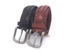 Mens Business Casual Cow Leather Bradied Belt Without Holes