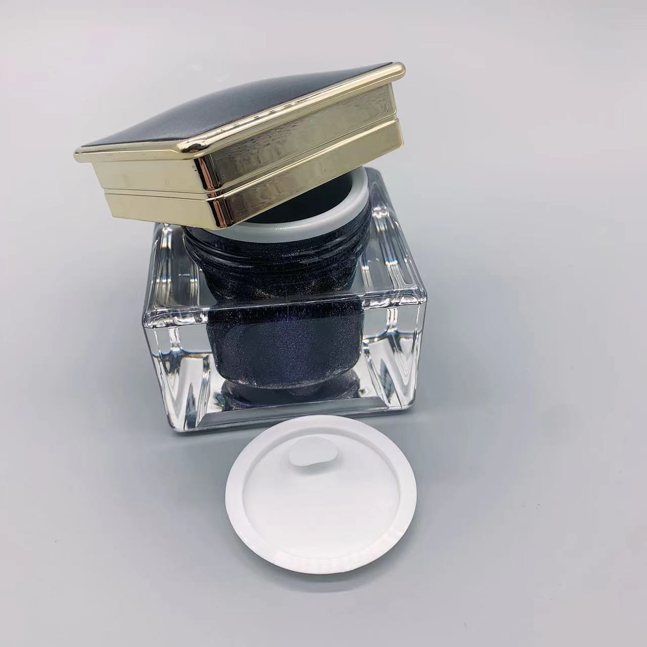 50g Square PP Plastic Jars Cream Pot Electroplating sandblasting printing