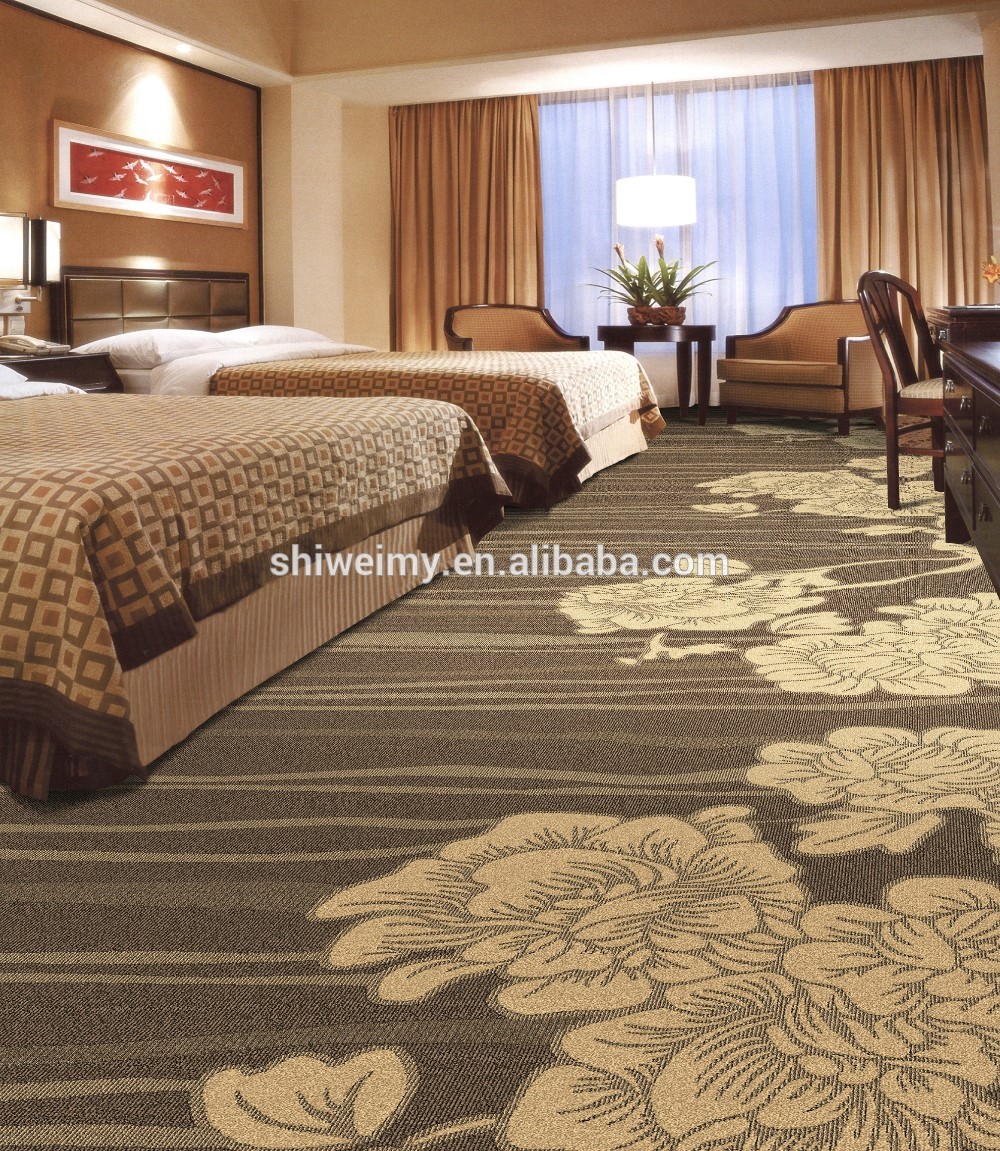 Wool carpets, High cut low pile blend jacquard carpets from bedroom