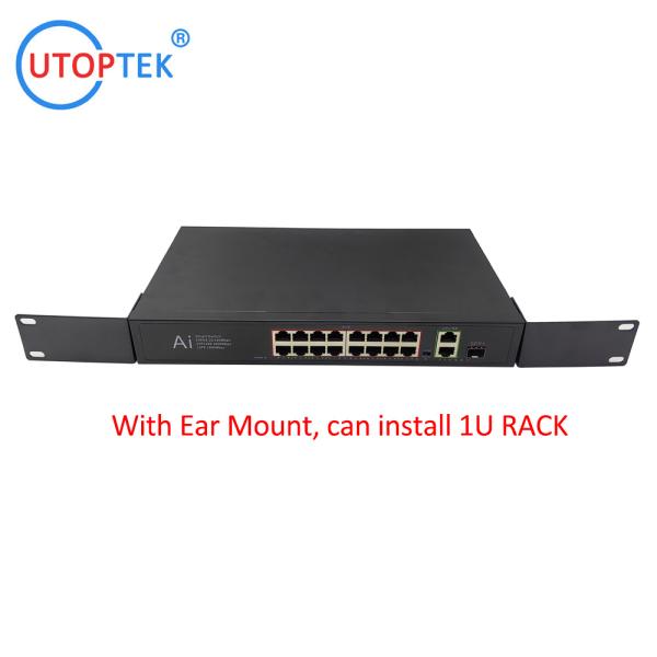 Unmanaged 16xFE POE+2xGE RJ45+1xGE SFP Port Extend distance 10M/250m POE