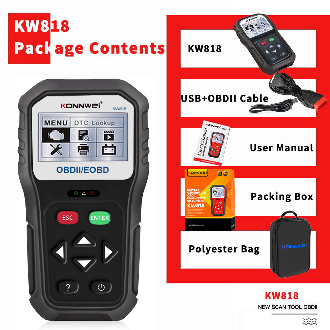 Multi - Functional Car Battery Voltage Tester KW818 Car Battery Diagnostic Tool System Free Upgraded