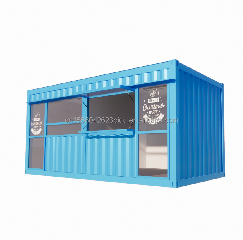 20ft Movable Prefabricated Coffee Shop Container House Design with Galvanized Steel Square Tubes