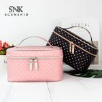 Large Capacity Dot Pattern Double Zipper Waterproof Cosmetic Tote Bag