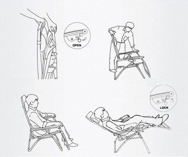 Outdoor Table Heavy Duty Folding Recliner Zero Gravity Chair for Sleeping on the Beach