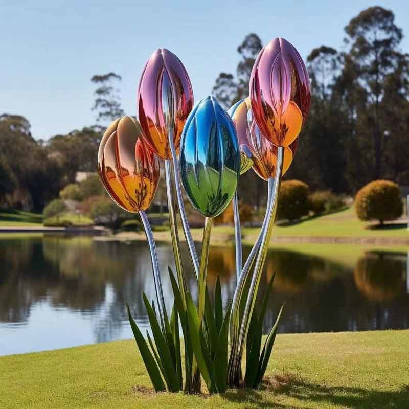 Giant Landmark Dcorative Outdoor Flower Bud Stainless Steel Sculpture