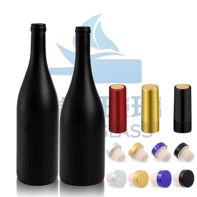 Custom Matte Black Glass Bottle for Liquor 500ml 700ml 750ml Capacity Super Flint Glass Material