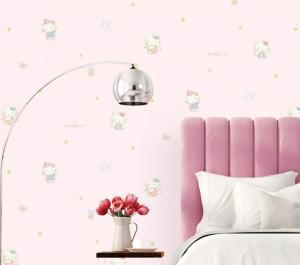 China CE certificate Economical Hello Kitty Cartoon Wallpaper Kids Bedroom Decoration Wallcovering factory