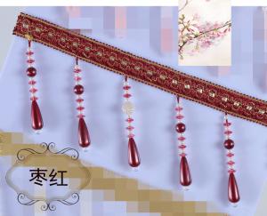 China Handmade fashionable chain beads lace tassels fringes for curtain/sofa/pillow decoration factory
