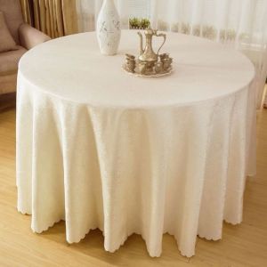 Polyester Hotel Table Cloth Customized With Jacquard Design 70cm Fall