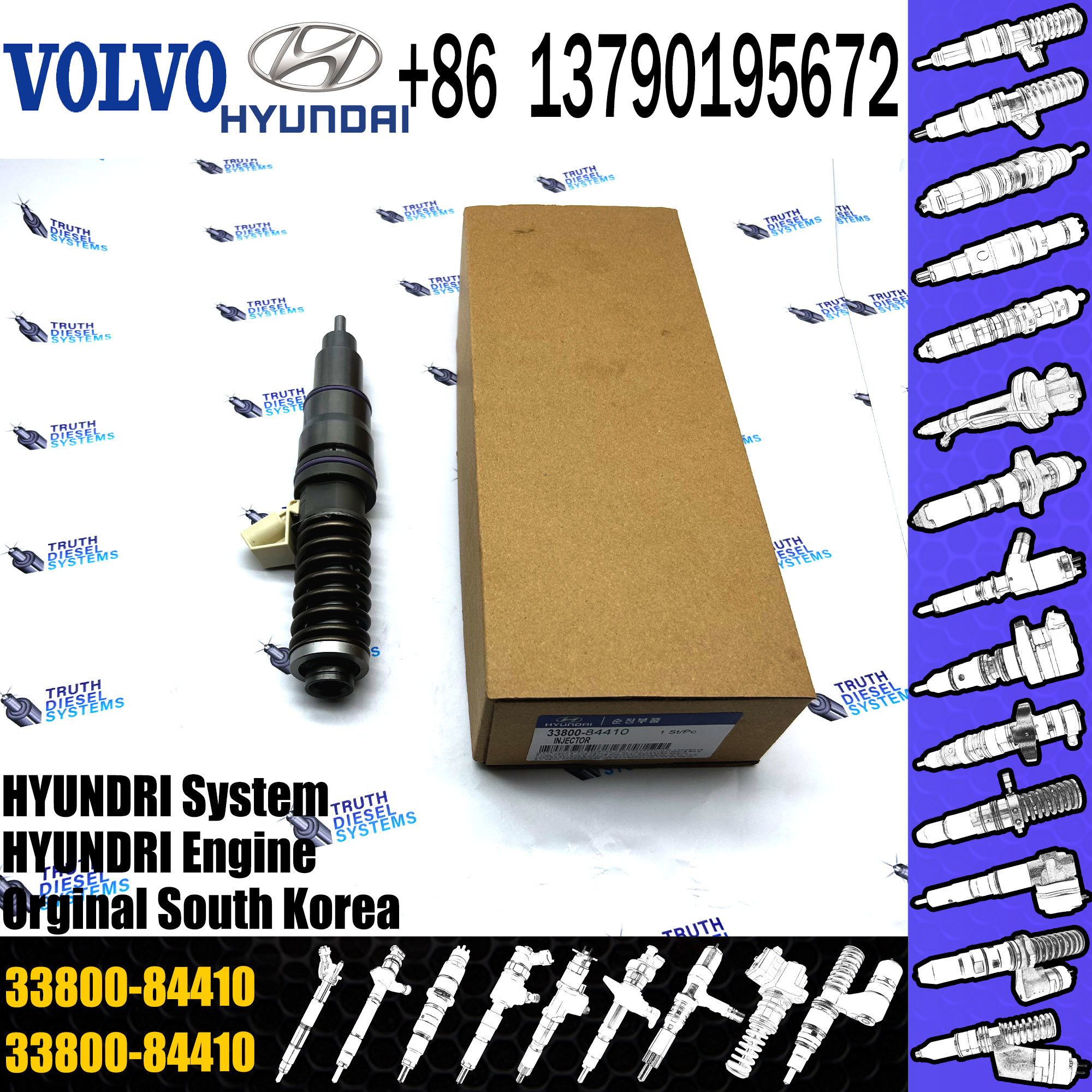 New Diesel Fuel Injector 33800-84410 BEBE4C09102 injector 33800-84410 for VOL HYUNDAI