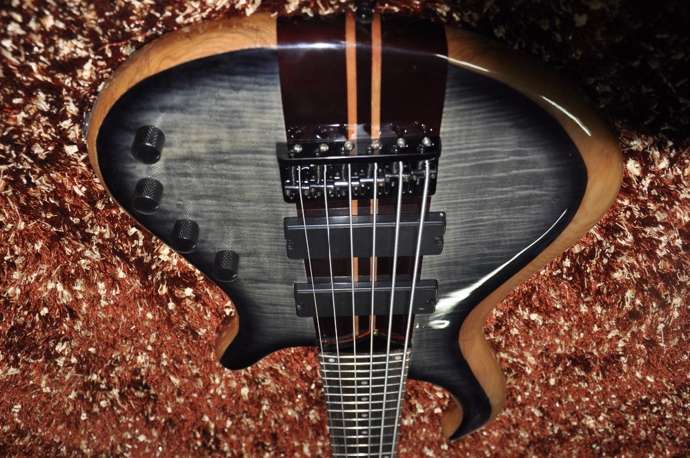 Mayones custom bass guitar 6 string electric bass guitar Neck through body Alder with flamed maple Active pickups