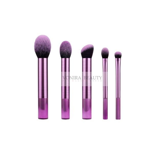 China 5 Pieces Synthetic Makeup Brushes With Forestry Wood Handle factory