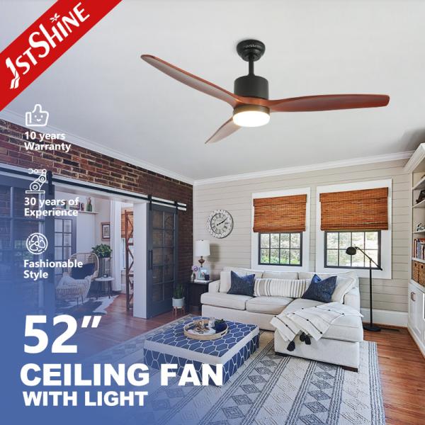 Solid Wood Ceiling Fan With Light 3 Blades Ac Reversible Motor Quite Led Fan