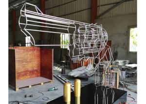 China Large Stainless Steel Art Sculptures Gun Metal Wire Sculpture With Bullets factory
