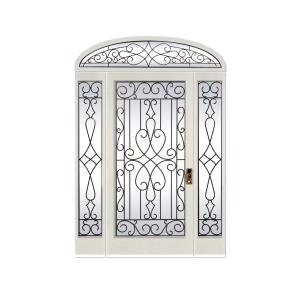 China 18mm 22x10 Inch Wrought Iron Glass Front Door With Iron Classic Style factory