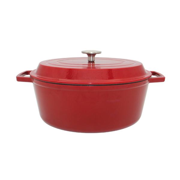 China Customized Cast Iron Casserole Enamel Coating Oval Casserole With Lid factory