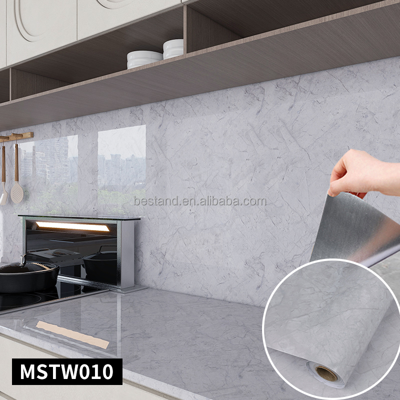 Add a Touch of Elegance to Your Kitchen with Marble Wallpaper Roll size 60cm*10m Oil-proof and Affordable