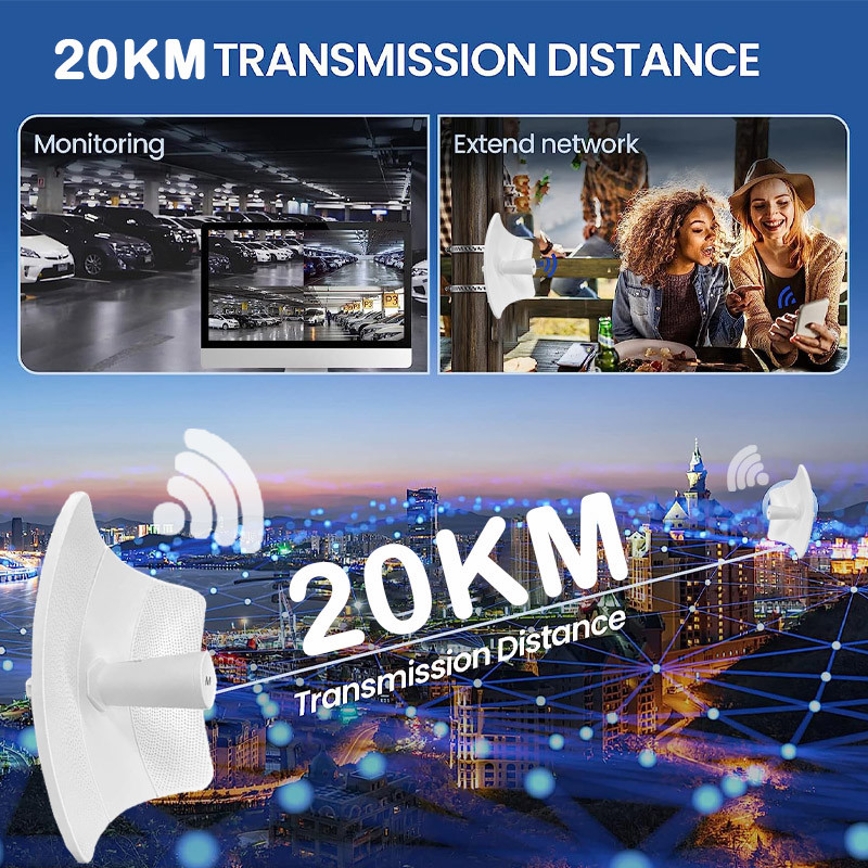 20KM Long Distance Wireless Bridge 5.8G 300Mbps Point To Point High Power Wifi Bridge