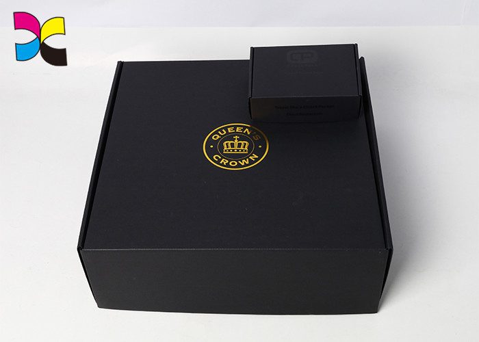 Black Folding Custom Printed Shipping Boxes / Clothing Packaging Boxes