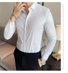 China Long Sleeves Formal Slim Fit Shirt Top for Adult Men Sustainable and Solid Color factory