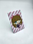 Square Custom Made Metal Badges Cute Girl Tinplate Material Paper Stents