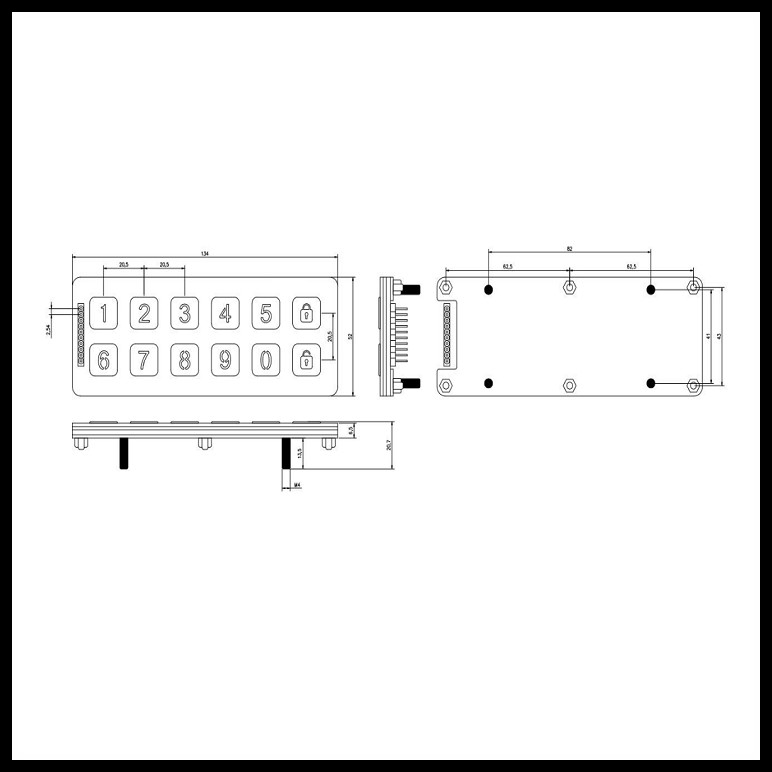 LED Backlight IP65 Double Row Stainless Steel Keypad For Information Kiosk