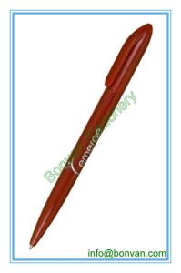 China slim twist style printed plastic pen, logo branded plastic pen factory