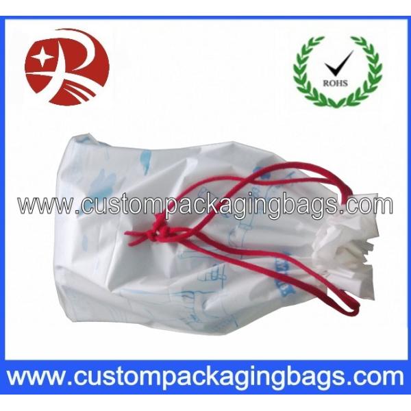 Multi - Use White Small Drawstring Pouch Custom Print For Grocery