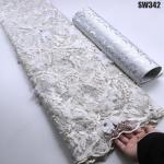 African Beaded sequin flower applique 3d flower lace fabric mesh lace fabric