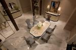 Luxury High End Design Fabric Chair Marble Top Dining Table Set W005D1C-S