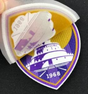 China Personalized Printing Custom Football Team Club Logo 3D Flock Heat Transfer Label factory