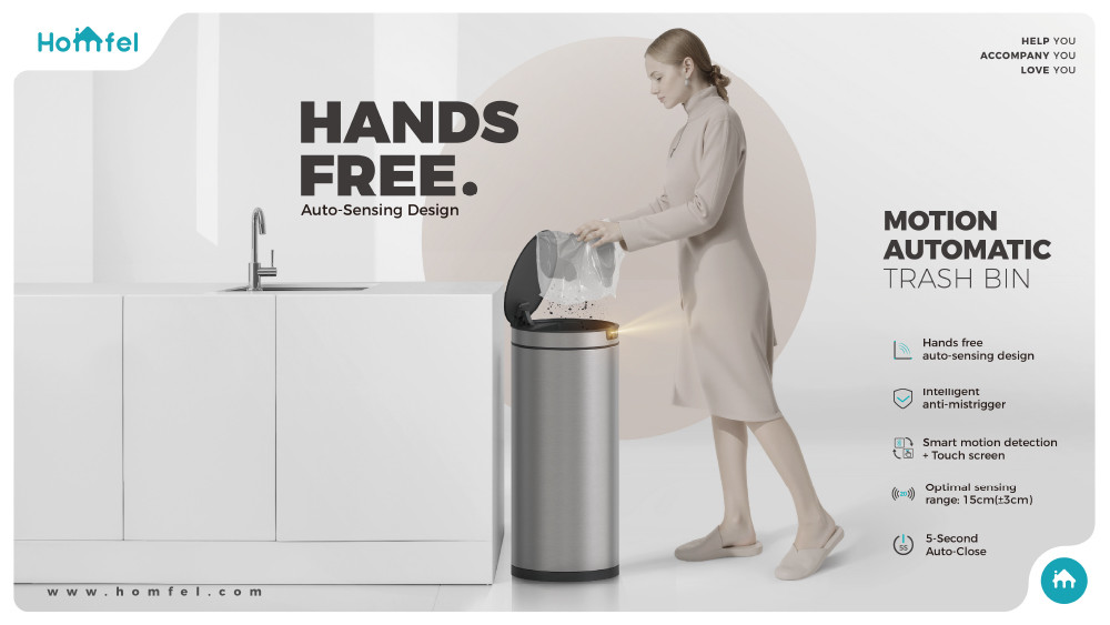 Automatic Trash Can Round Motion Sensor Trash Can Household Sensor Bin Stainless Steel Waste Bin
