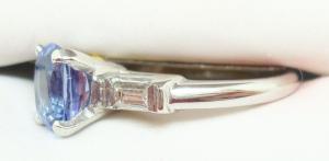 China 14k White Gold Oval Genuine Natural Tanzanite Ring with CZ factory