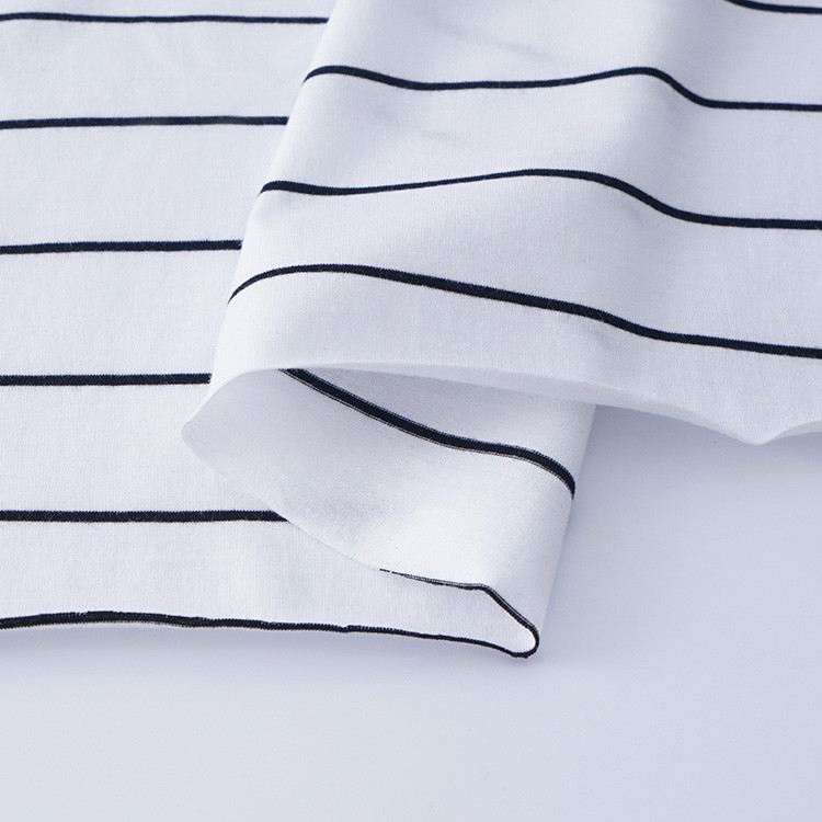 Plain Jersey 175gsm Striped Knit Cotton Fabric For Casual Wear