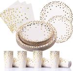 100 Biodegradable Gold Dot Paper Plates