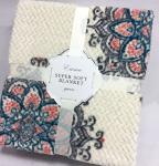 Floral Printed Flannel Bed Blanket , Dyed Flannel Fleece Blanket OEM / ODM