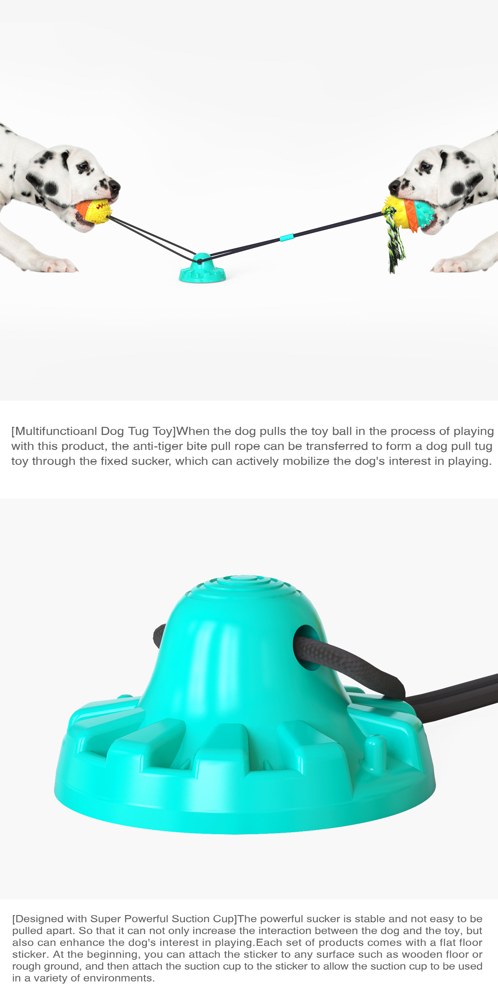 Molar Dog Chew Toy Teeth Cleaner TPR Sucker Draw Rope Ball