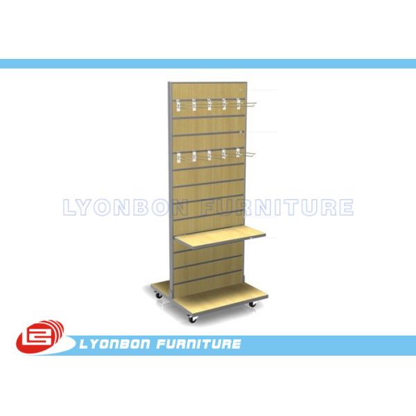 China Customized MDF Slatwall Display Units Shelves ODM With Metal Hangers factory