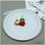 Disposable Dinner Plate White With Silver Florence Design Elegant Disposable