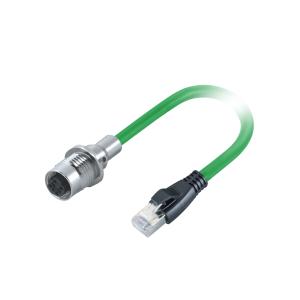 China M12 4 Pin Female D Code Panel Mount Connector To RJ45 Male Plug factory