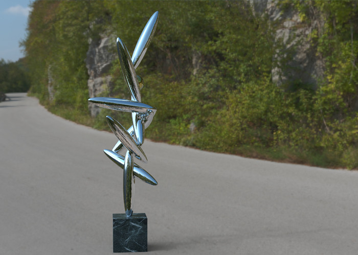 Contemporary Art Polished Stainless Steel Sculpture Interior Decoration