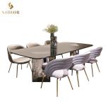 Italian Furniture Double Layer Tempered Glass Dining Table Foshan Dining Room