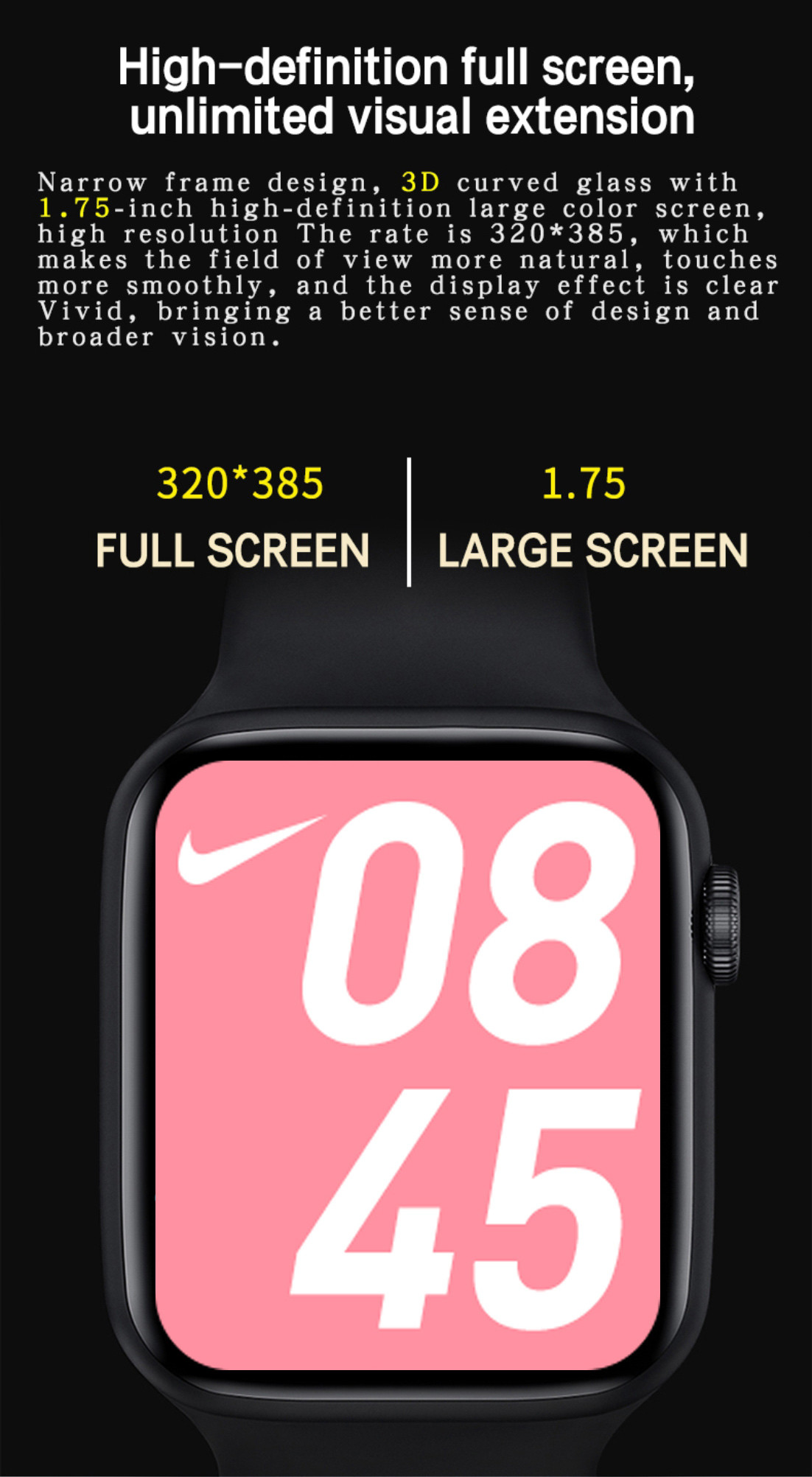 1.75 Inch Ble 3.0 Full Touch Fitness Tracker GTS Blood Pressure Smartwatch