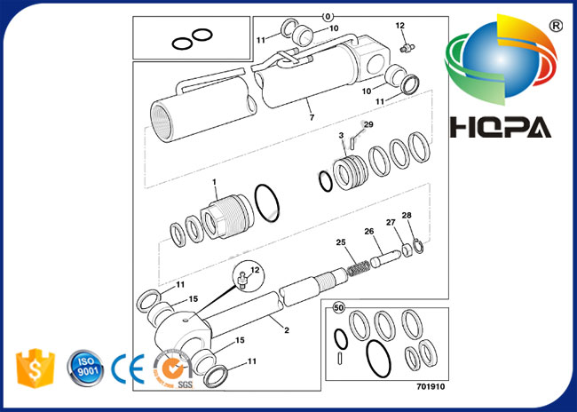 991/00147 99100147 991 00147 Ram Bucket Cylinder Seal Kit for JCB JS200