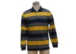 Black And Yellow Mens Knitted Polo Shirt , Long Sleeve Collar T Shirt With
