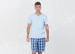 Super Soft Mens Luxury Sleepwear V Neck Short Sleeve Tee And Short Pants