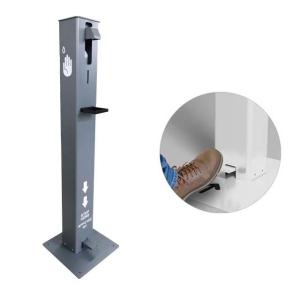 China Universal 1000ml Foot Pedal Operated Sanitiser Stand Refillable 1liter Hand Sanitizer Metal Stand With Drip Tray factory